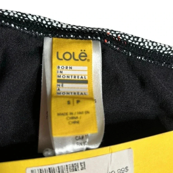 LOLE bikini bottom , women small. Black , striped , pleated , metal logo , NWT - Picture 6 of 10